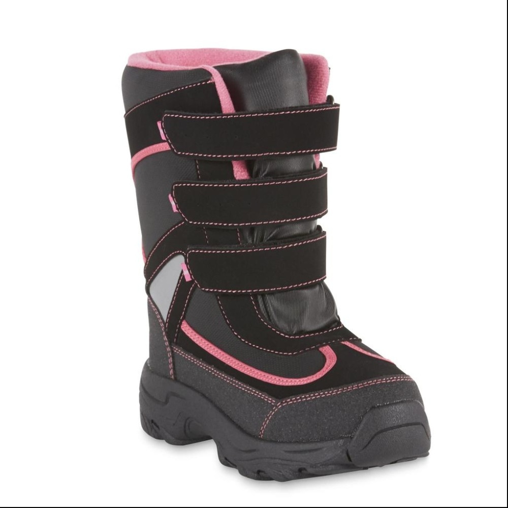 Athletech Black and Pink Kids Snow Boots